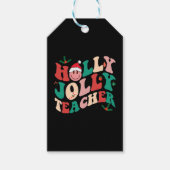 Holly n Jolly Santa kerstglimlachend leraar Cadeaulabel (Voorkant)