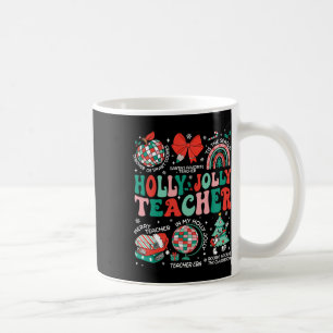 Holly N Jolly Teacher Kerst Coquette Bow Retro Koffiemok