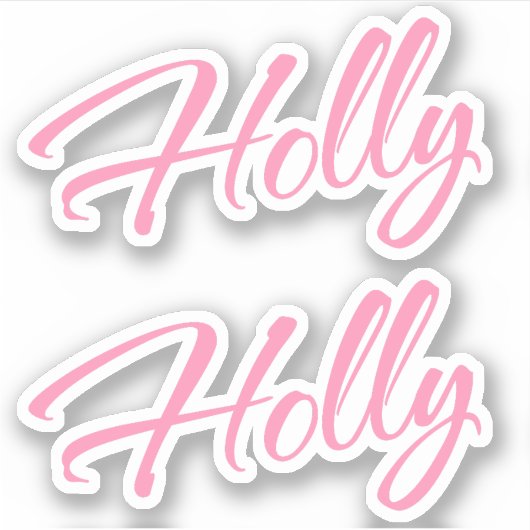Holly Naam in Roze x2 Sticker (Voorkant)
