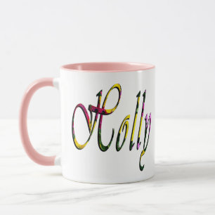 Holly, Naam, Logo, Roze Combo Koffie Mok
