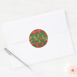 Holly op Kerstmis Plaid 3 Ronde Sticker