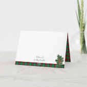 Holly op Rode Groene Kerstmis Plaid Aangepaste Kaa Feestdagen Kaart (Achterkant)