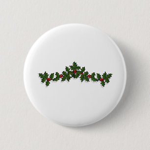 Holly Ornament Holiday X-Mas Santa Claus Xmas Ronde Button 5,7 Cm