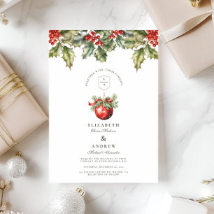  Holly Ornament Kerstbruiloft Kaart