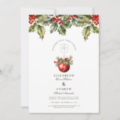 Holly Ornament Kerstbruiloft Kaart (Voorkant)