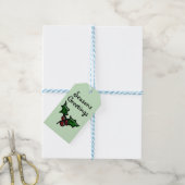 Holly patroon kerst cadeaulabel (Met Touw)