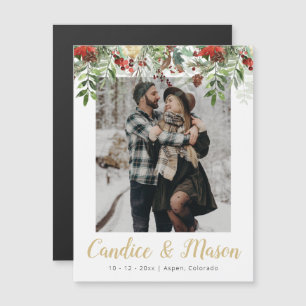 HOLLY Photo Winter Kerstmis Save the Date Magnet Magnetische Uitnodiging