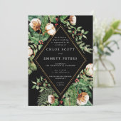 Holly Pine Blanc Floral Hiver Mariage Invitation (Debout devant)