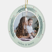 Holly & Pine Photo Keramisch Ornament (Links)
