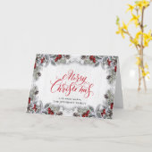 Holly & Pine Rustic kerst Corporate Greeting C Kaart (Gele Bloem)