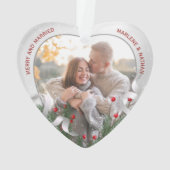 Holly & Pine Silver Lijst Foto-Passen getrouwd 1e  Ornament (achterkant)