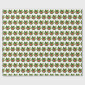 Holly Pine Tree Woodland Xmas Schattigee waterverf Cadeaupapier (Vlak)