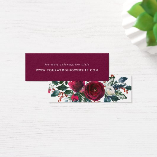 Holly & Pine Winter Wedding Website Insert Card Mini Visitekaartjes (Bureau)