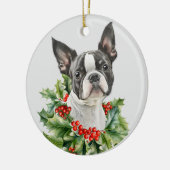 Holly Red Berry Boston Terrier Hond Keramisch Ornament (Links)