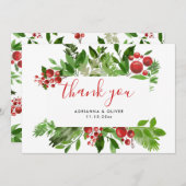 Holly Red Berry Kerstmis Modern Weddenschap Bedank (Voorkant / Achterkant)