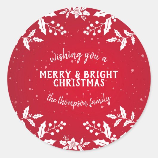 Holly Red en Witte Feestelijke Stickers (Voorkant)