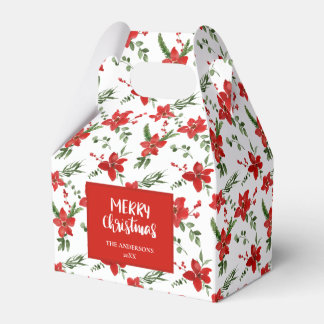 Holly Red Floral Holiday Waterverf Kerstmis Bedankdoosjes