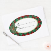 Holly Red Green Holiday Plaid Custom Gift Sticker (Envelop)