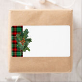 Holly Red Green Plaid Blank vakantielabel Etiket (Insitu)