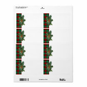 Holly Red Green Plaid Blank vakantielabel Etiket (Full Sheet)