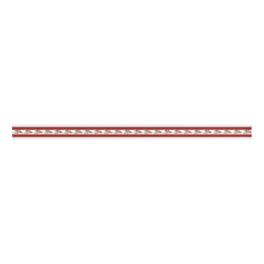 Holly Red & Green Stripe Grosgrain Lint (Voorkant)
