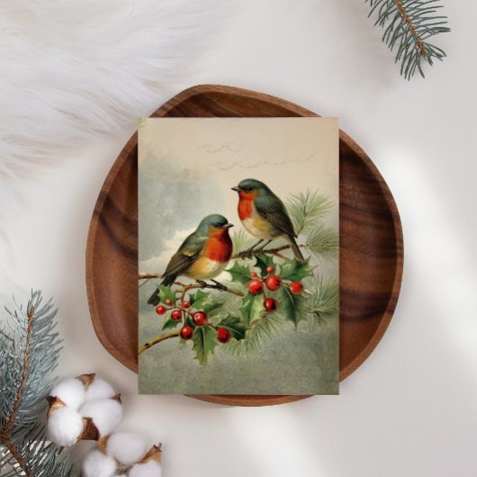 Holly Robin Birds Business Christmas Carte de vaca