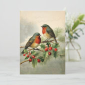 Holly Robin Birds Business Christmas Carte de vaca (Debout devant)