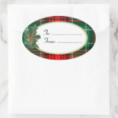 Holly Rood Groen Plaid Custom Gift Label Sticker (Tas)
