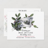  Holly, Silver Bell en Winter Scene Briefkaart (Voorkant / Achterkant)