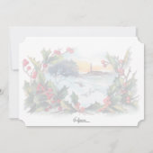 Holly, Silver Bell en Winter Scene Feestdagenkaart (Achterkant)