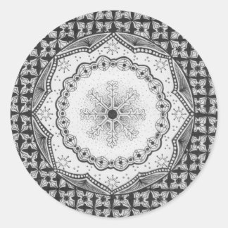 Holly & Sneeuwvlok Ronde Sticker