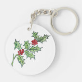 Holly Sprig op een sleutelhanger (Achterkant)