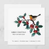 Holly Sprigs en Berries Kersthuis Aankondiging (Voorkant / Achterkant)