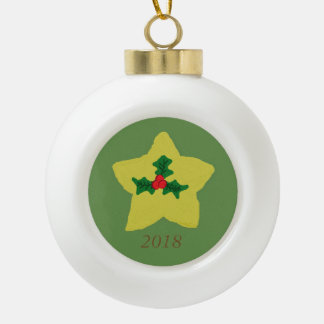 Holly Star Keramische Bal Ornament