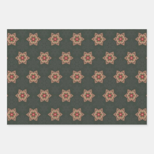 Holly Star Wrapping Paper 1, rood en 2, groen (Voorkant 2)
