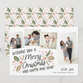Holly Tilted Snapshot 4 Multi-Photo Feestdagenkaart
