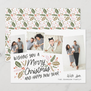  Holly Tilted Snapshot 4 Multi-Photo Feestdagenkaart