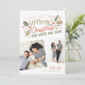 Holly Tilted Snapshot Multi-Photo Feestdagenkaart (Staand voorkant)