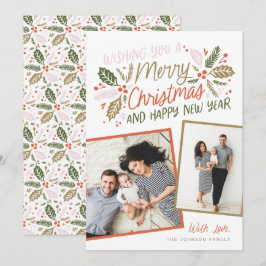 Holly Tilted Snapshot Multi-Photo Feestdagenkaart