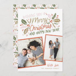 Holly Tilted Snapshot Multi-Photo Red Feestdagenkaart