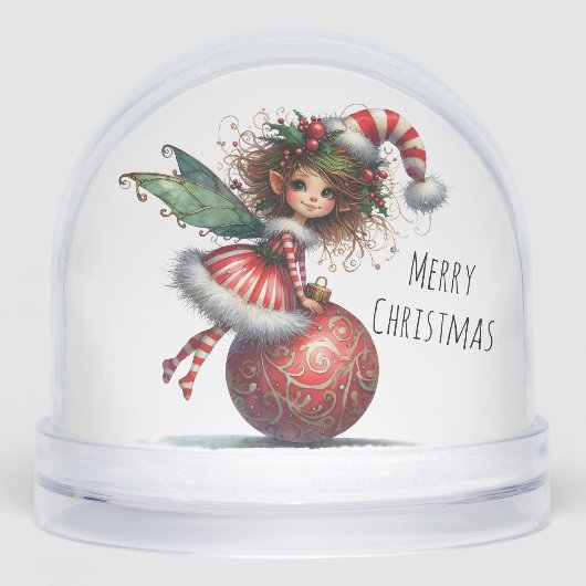Holly-Topped Fairy on Ornament Snow Globe (Avant)