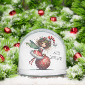 Holly-Topped Fairy on Ornament Snow Globe (Noël)