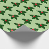 Holly Tree Berries Pattern Kerstfeestdag Cadeaupapier (Hoek)