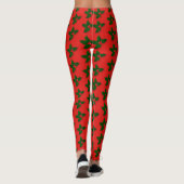 Holly Tree Berries Pattern Kerstfeestdag Leggings (Achterkant)