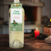 Holly Tree Berry Green Snowflakes Custom Kerstmis Flessenhanger