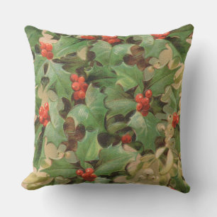 Holly Tree Kerstvakantie Vintage Buitenkussen