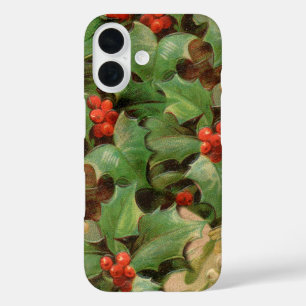 Holly Tree Kerstvakantie Vintage iPhone 16 Hoesje
