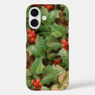 Holly Tree Kerstvakantie Vintage iPhone 16 Hoesje