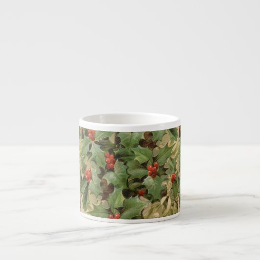 Holly Tree Kerstvakantie Vintage Espresso Kop (Voorkant)