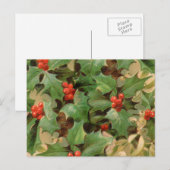 Holly Tree Kerstvakantie Vintage Feestdagenkaart (Voorkant / Achterkant)